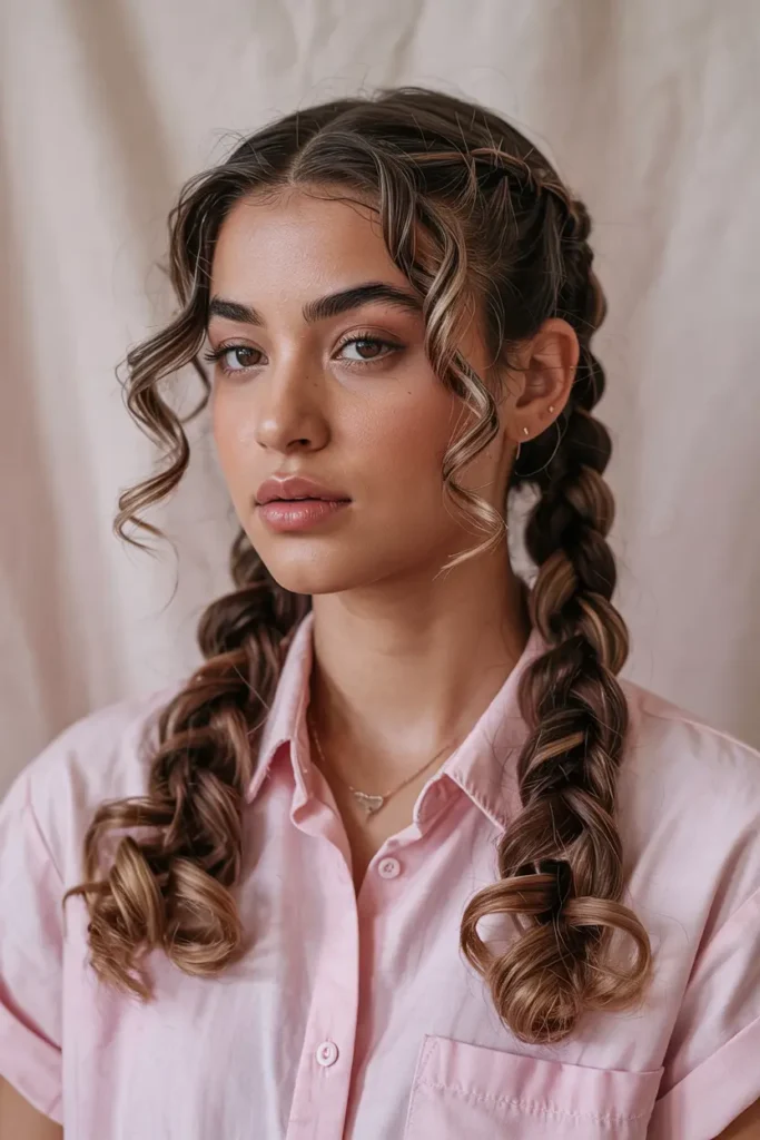 16. Two Pigtails with Curly Ends