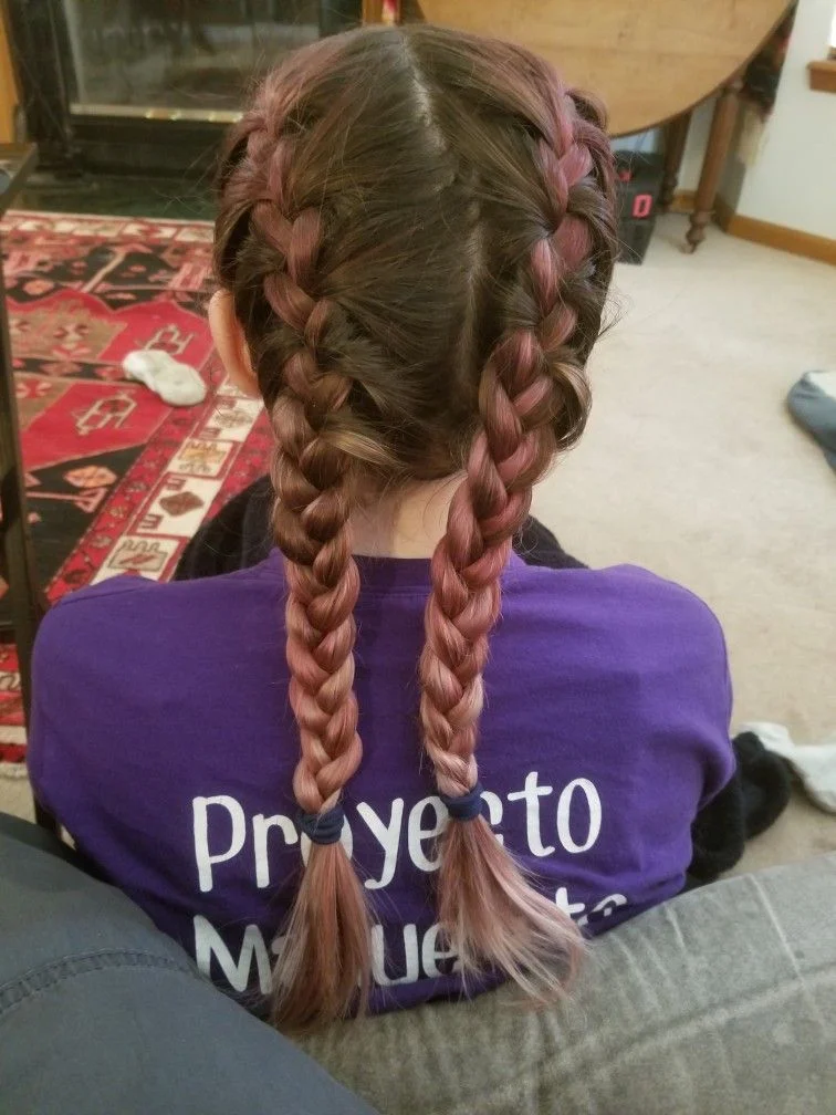 French Braid Pigtails with Color