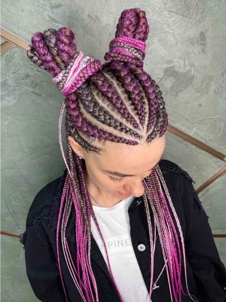 Braided Pigtail Buns with Extensions