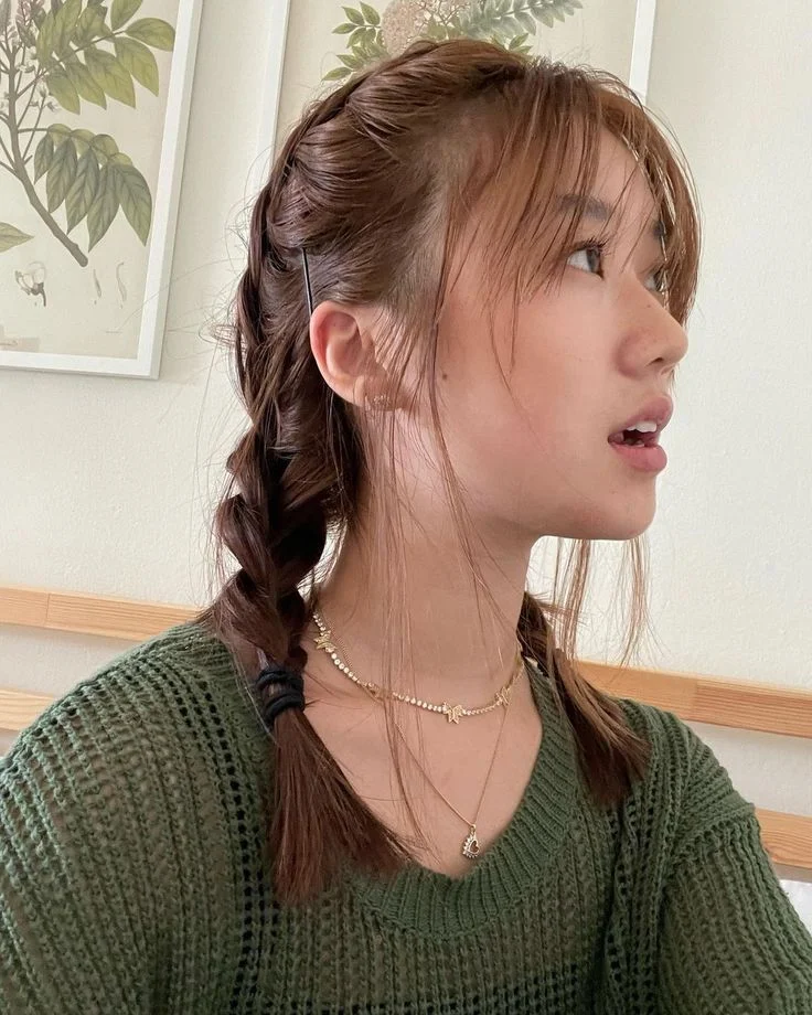 French Braid Pigtails with Bangs