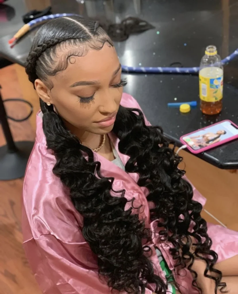 Braided Pigtails with Defined Curls