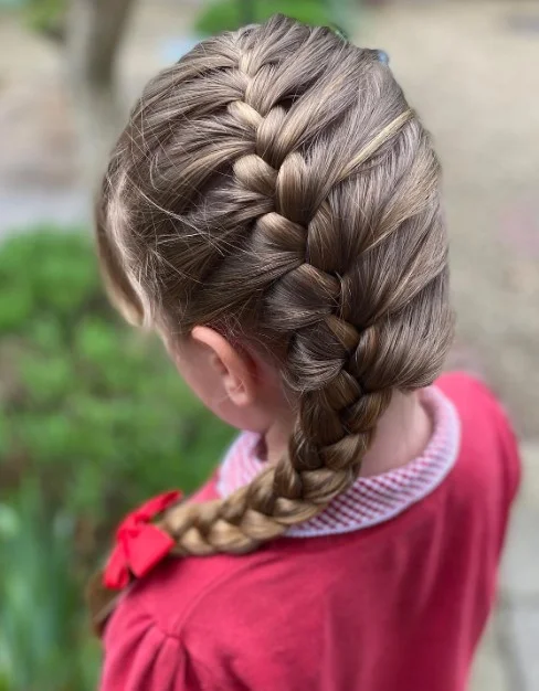 Side-Parted French Braid Pigtails
