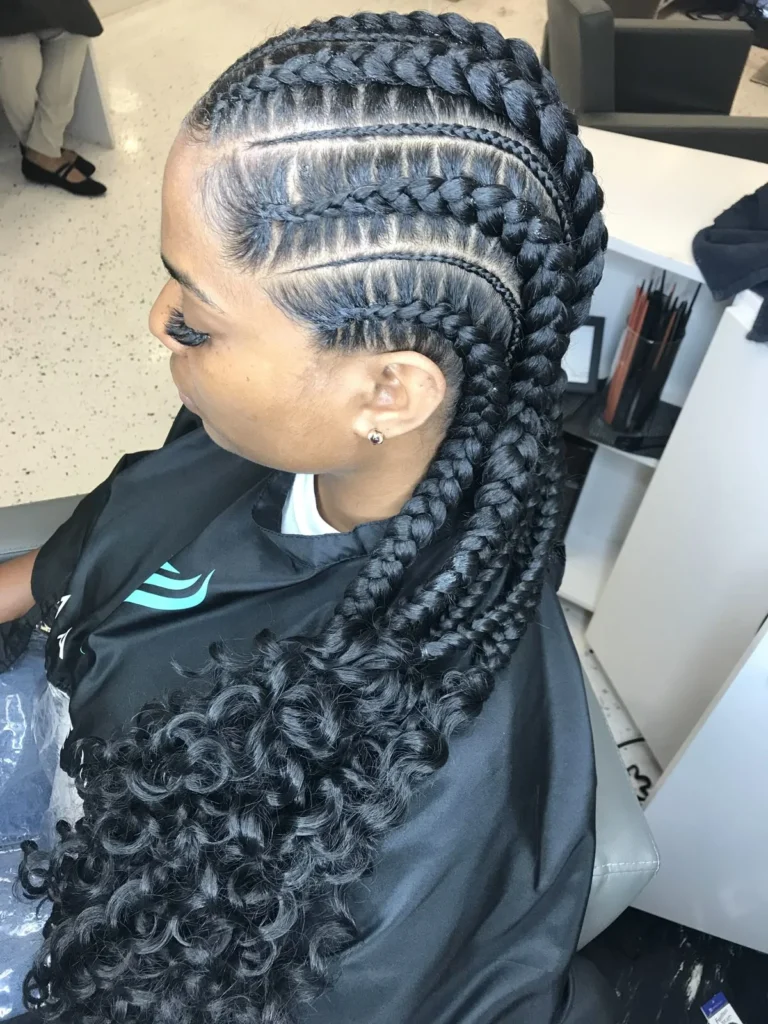 Box Braid Pigtails with Curly Ends