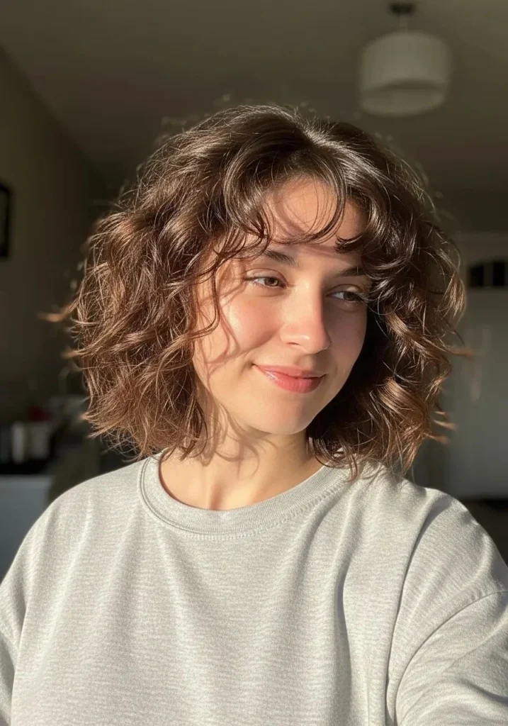 Curly Blunt Bob Cut