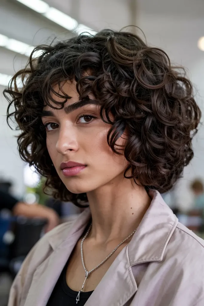 2. Curly Blunt Bob Cut