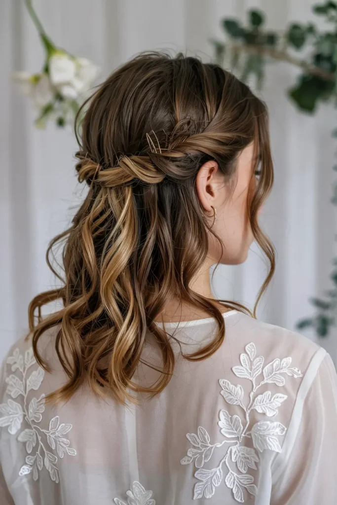 2. Soft Wave Wedding Hair Down