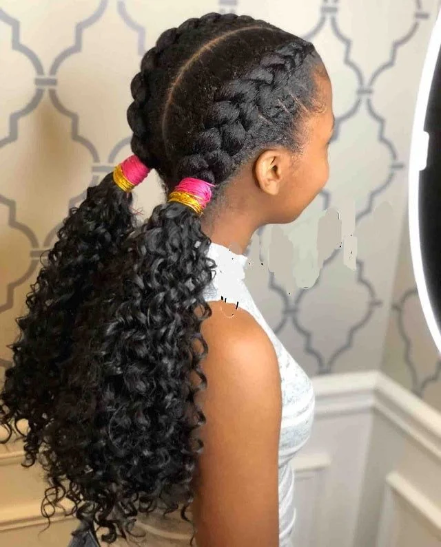 Medium-Length Curly Pigtail Braids