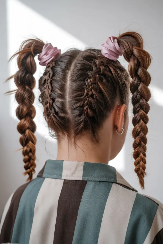 20. Two Pigtails with Scalp Design