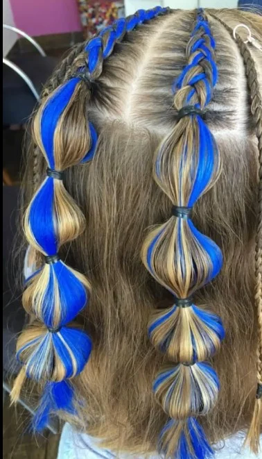 Bubble Braid Pigtails with Yarn