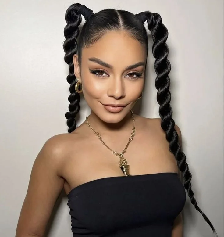 Twisted Curly Pigtail Braids