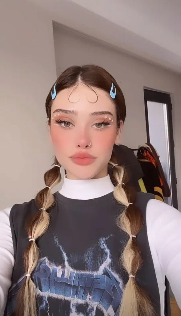 Bubble Pigtails with Barrettes