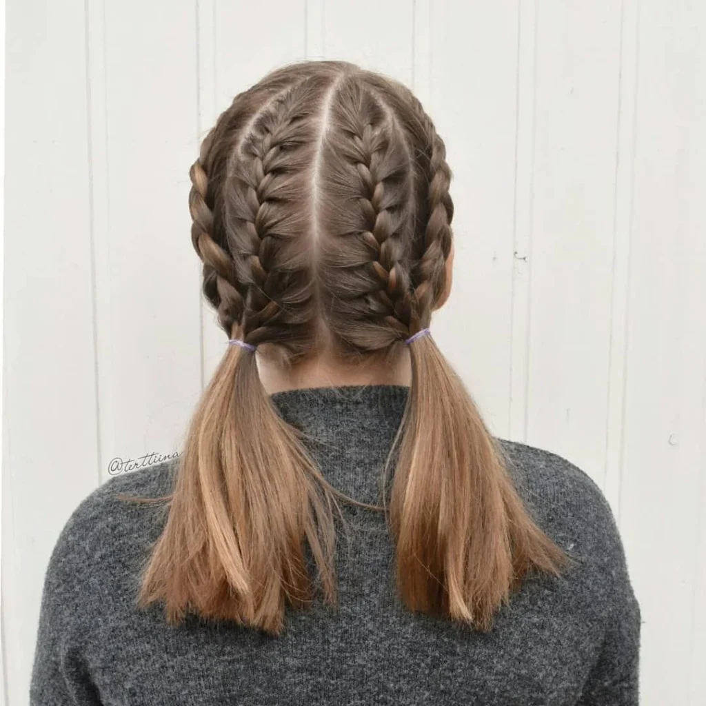 Double French Braid Pigtails 