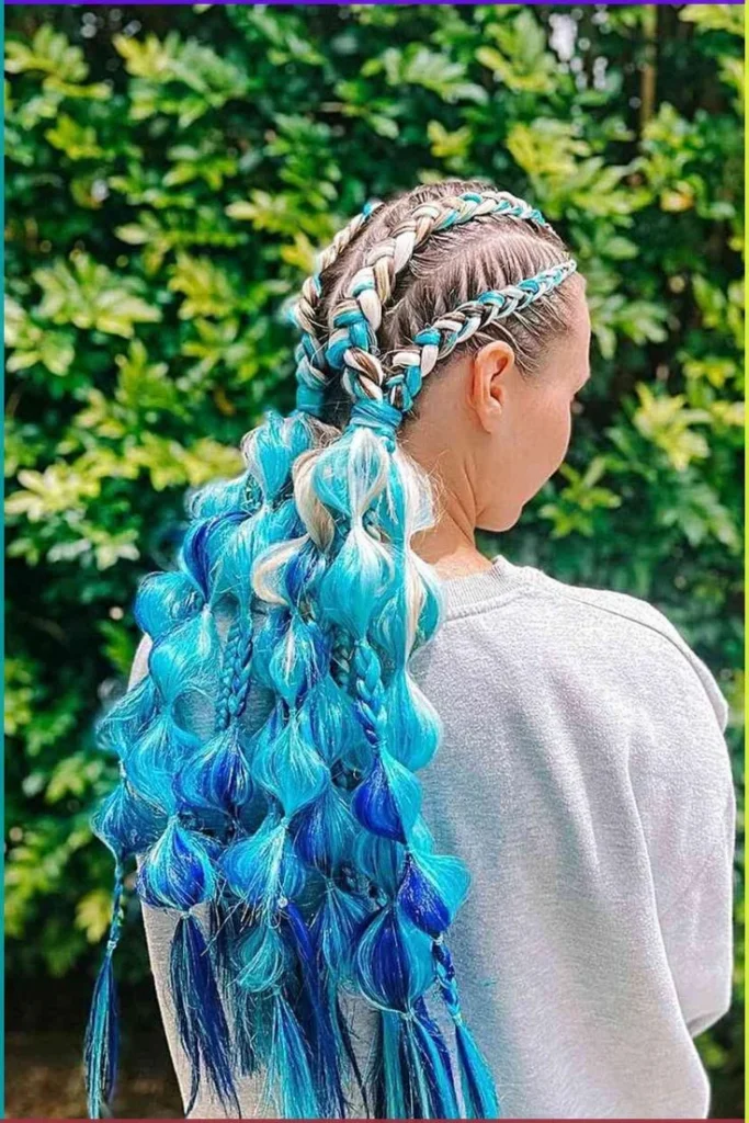 Bubble Braid Pigtails with Ombre