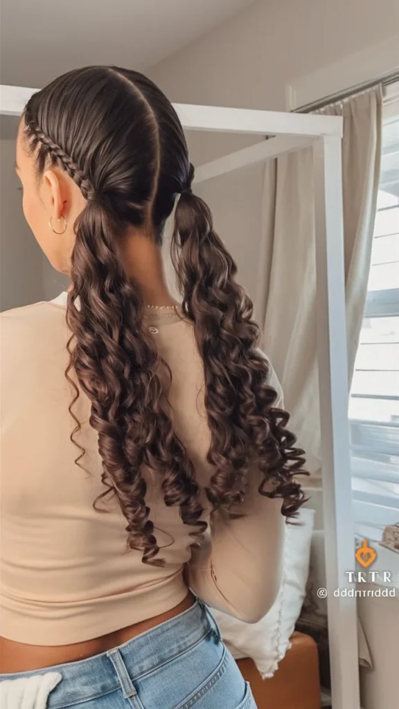 Braided Pigtails with Natural Curls