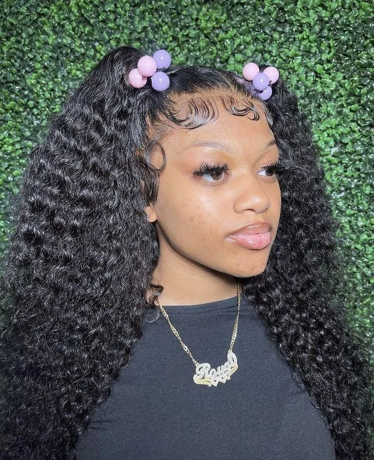 Curly Pigtails with Barrettes