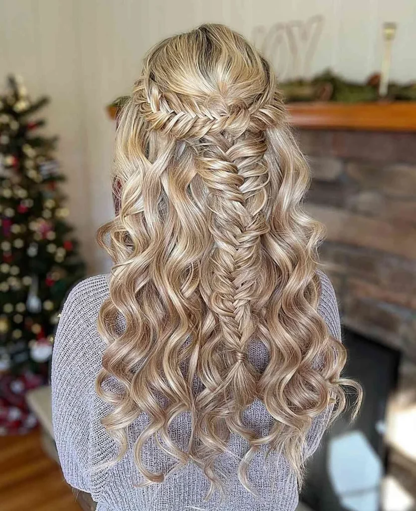 Fishtail Braid with Loose Curls