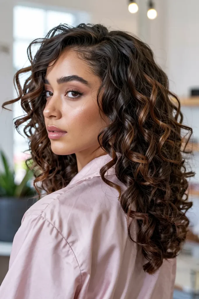 3.Side Part Curly Layers