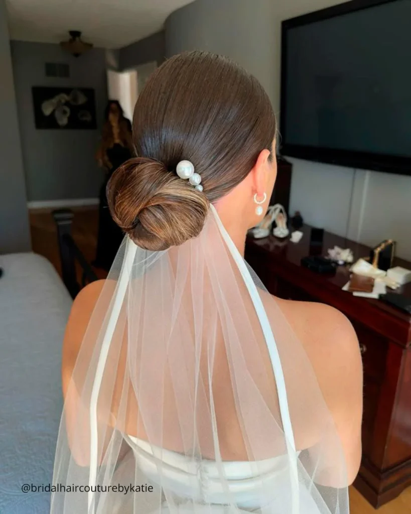 Soft Twisted Updo with Veil