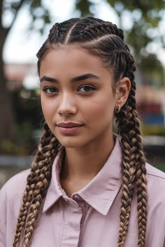 4. Two Cornrow Pigtails