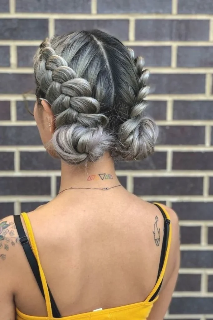 Dutch Braid Pigtail Buns