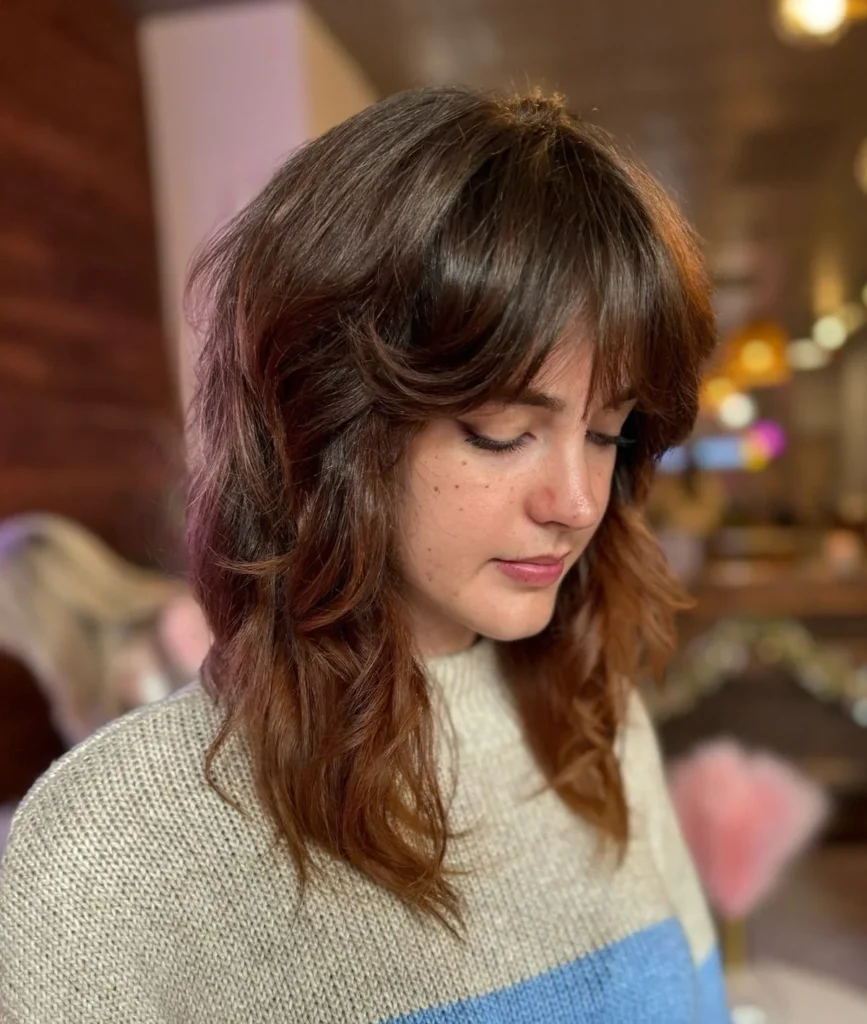 Textured Wolf Cut with Bangs
