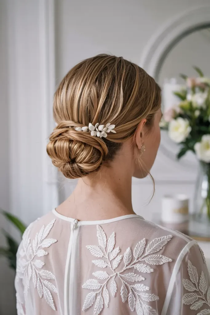 6. Sleek Low Bun Bridal Hair