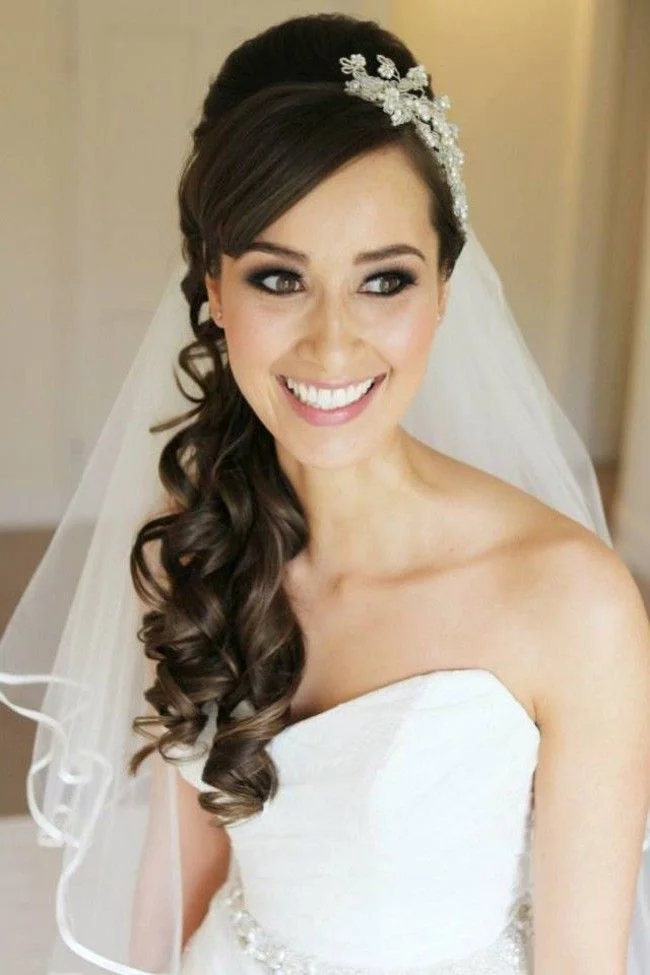 Side-Swept Updo with Veil