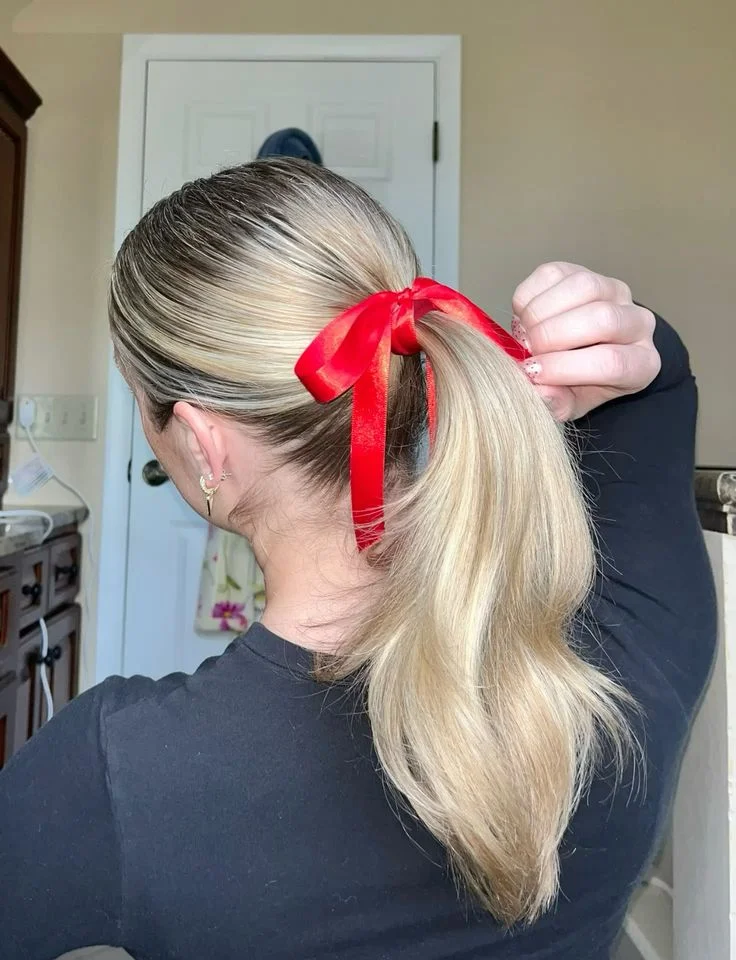 Ribbon-Tied Ponytail