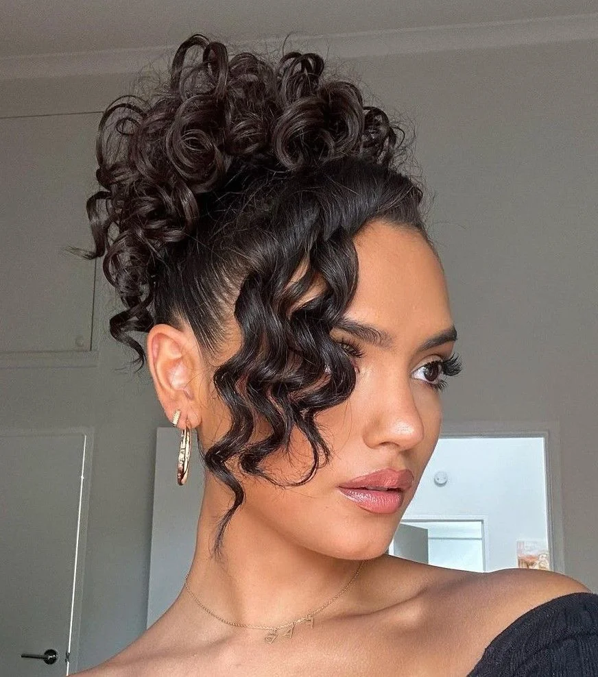 Side-Swept Curly Updo