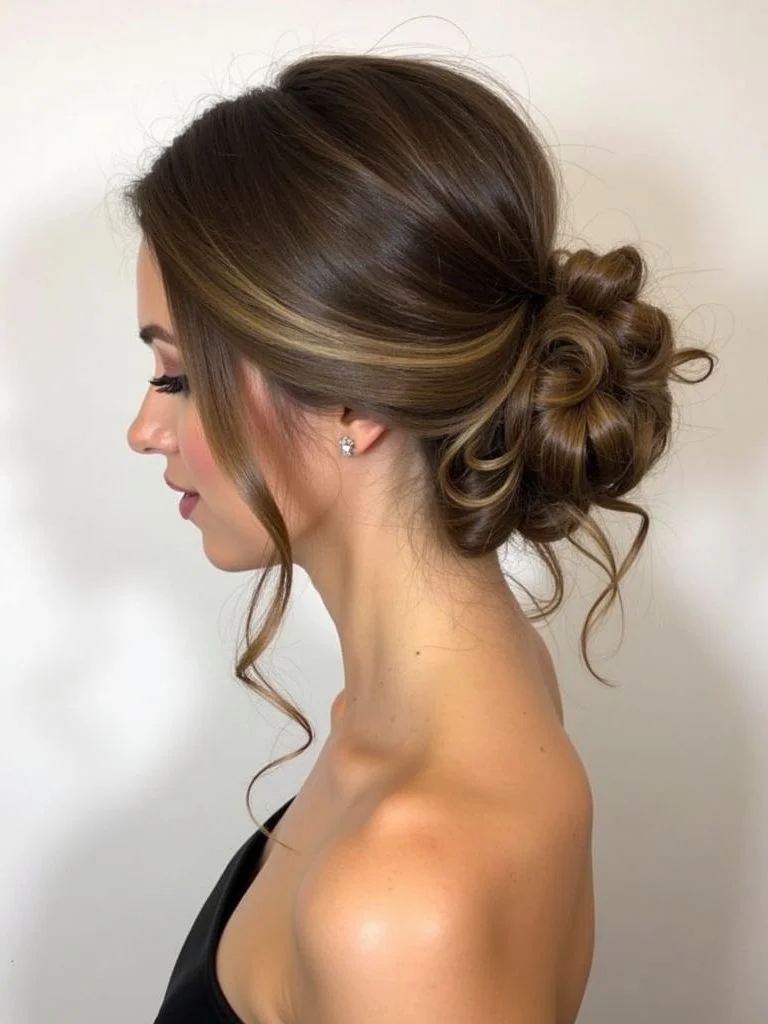 Low Bun with Loose Tendrils
