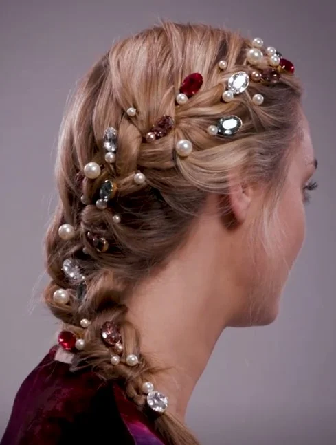 Side French Braid with Beads