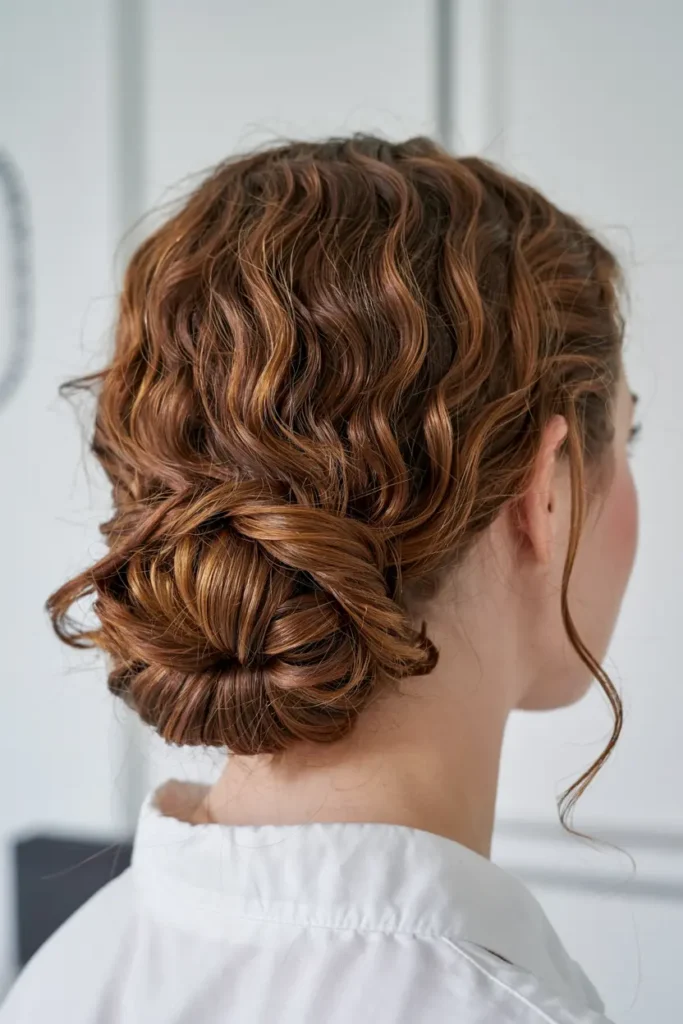 9. Curly Low Bun