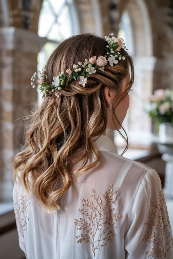 9. Floral Accent Bridal Hair