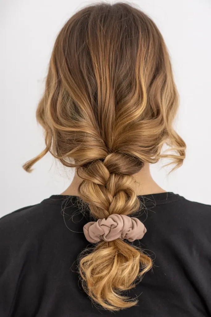 10. Messy Braid with Scrunchie