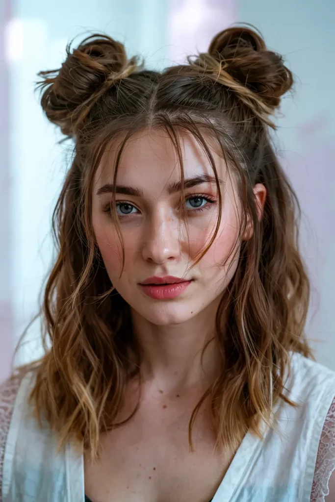 10. Tousled Wolf Mullet Space Buns 1