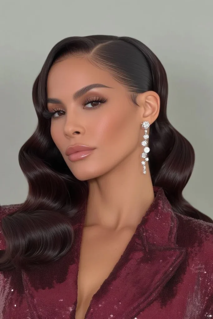 Glossy Side-Swept Style