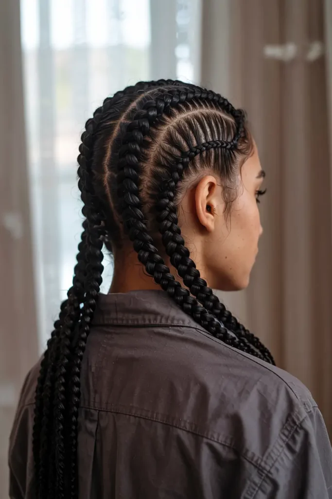 12. Natural Cornrow Pigtails