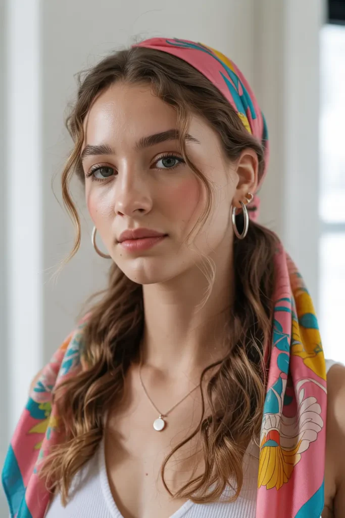 14. Scarf Wrapped Ponytail