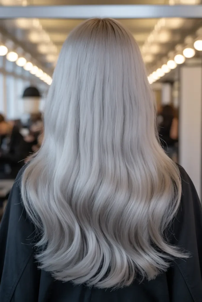 Silver Hair Color Inspiration – Bold, Bright & Beautiful Shades 29 15. Silver Pearl Glow