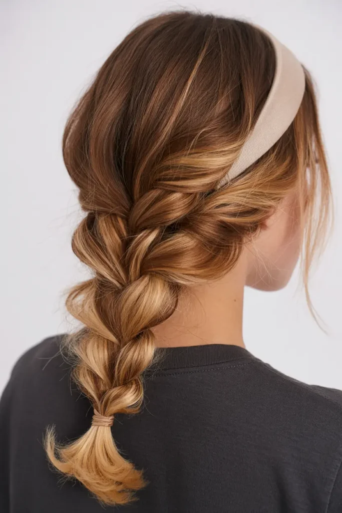 16. Messy Braid with Headband