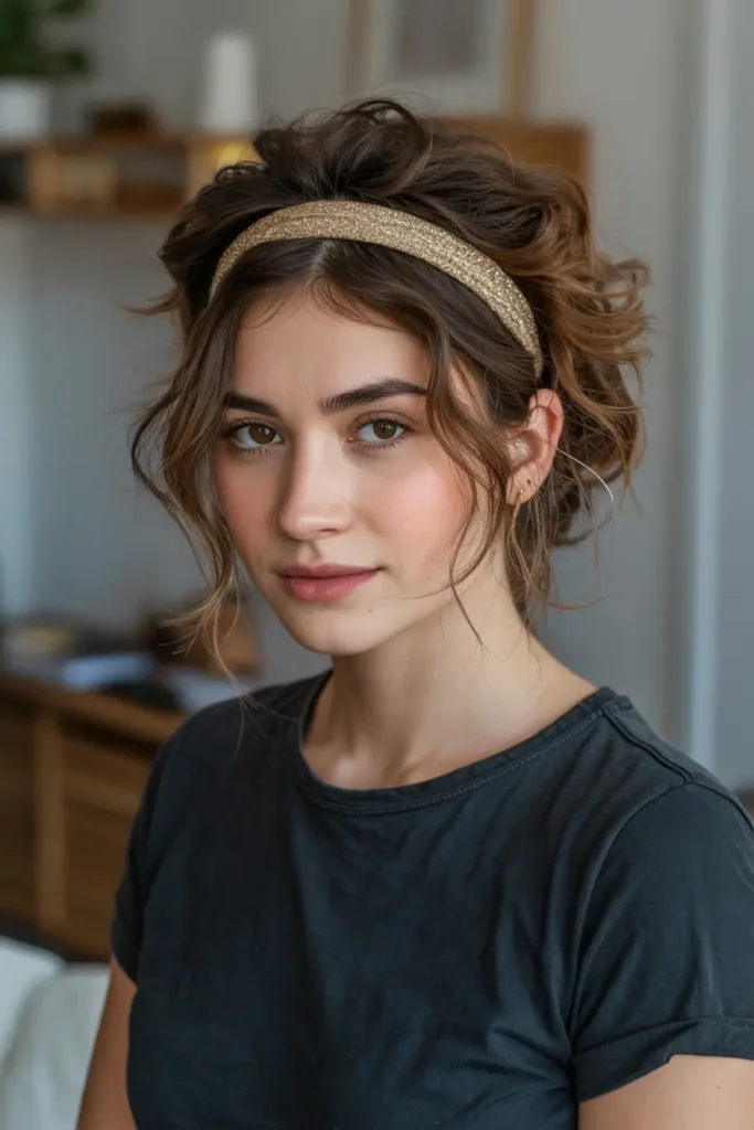 16. Messy Hair with Headband