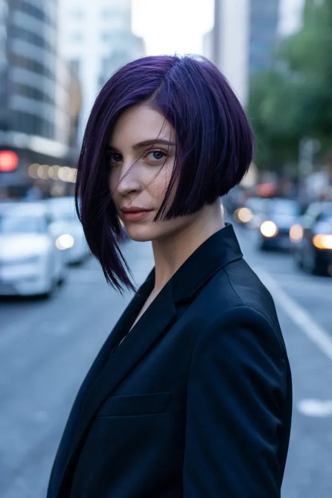 18. Dark Purple Asymmetrical Bob 1