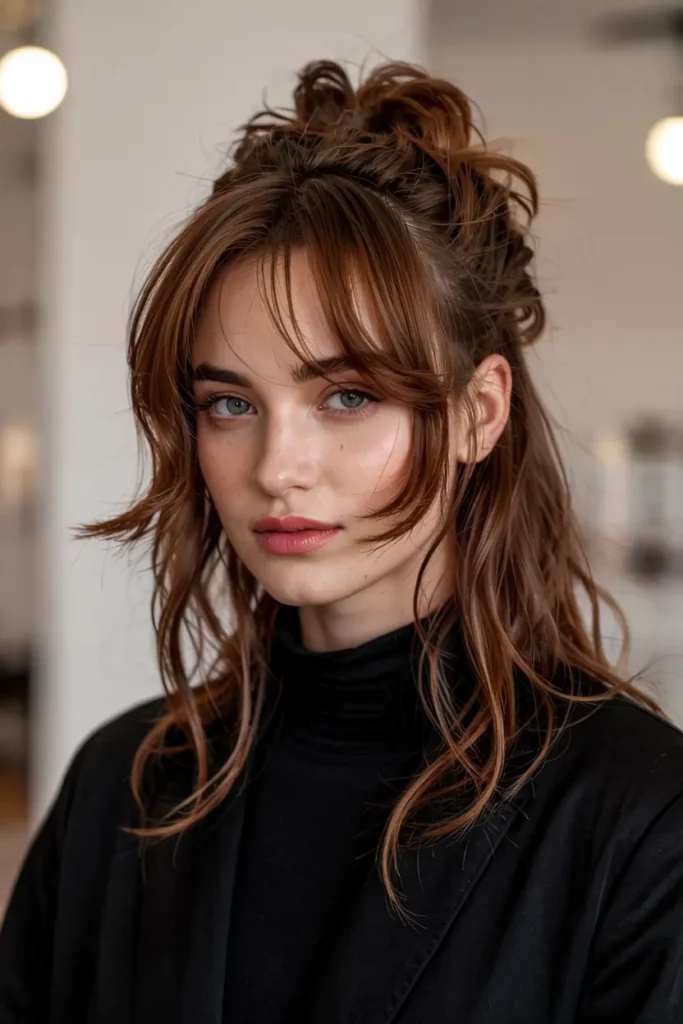 2. Textured Wolf Mullet Updo