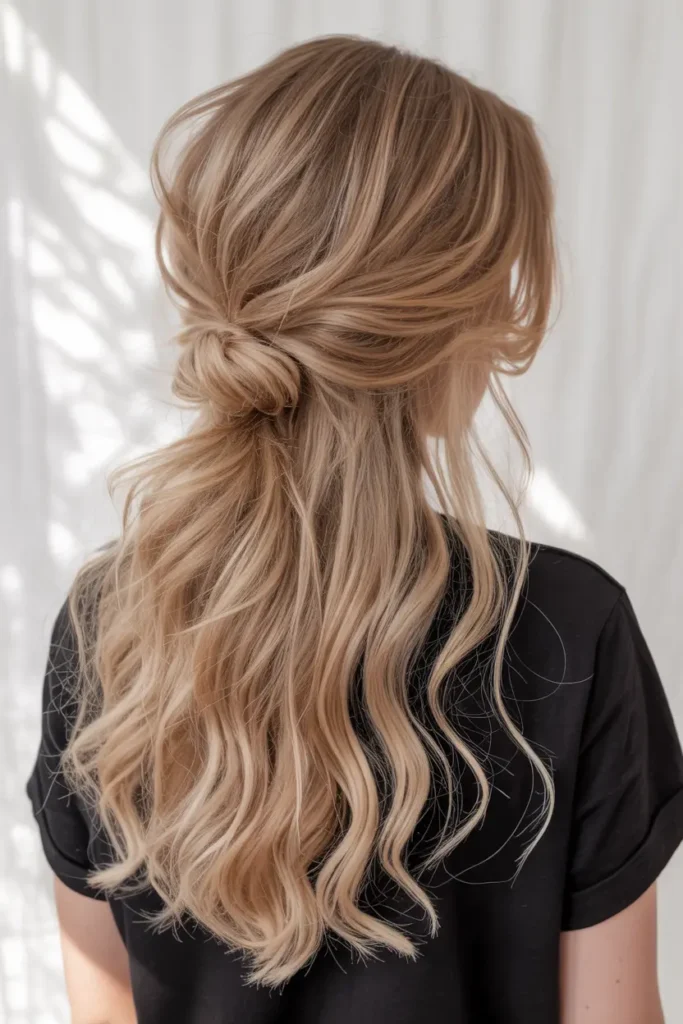 2. Tousled Half Up Style