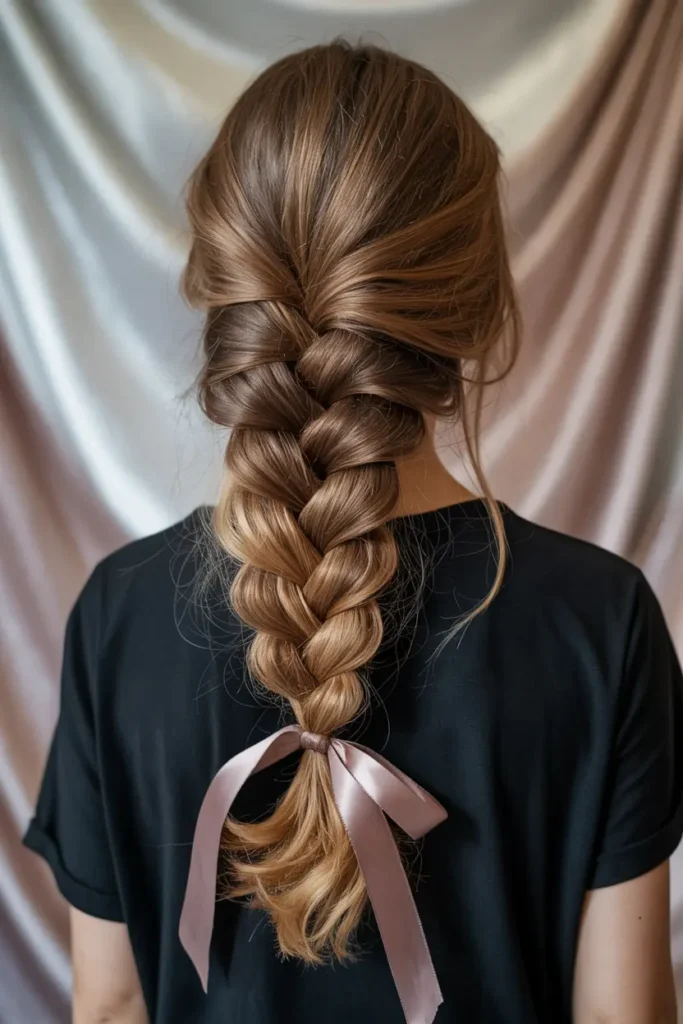 20. Messy Braid with Ribbon