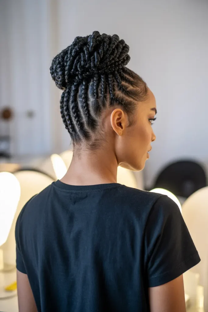 30 Easy & Stylish Hairstyles for Frizzy Hair That Actually Work 41 21. Flat Twist Updo