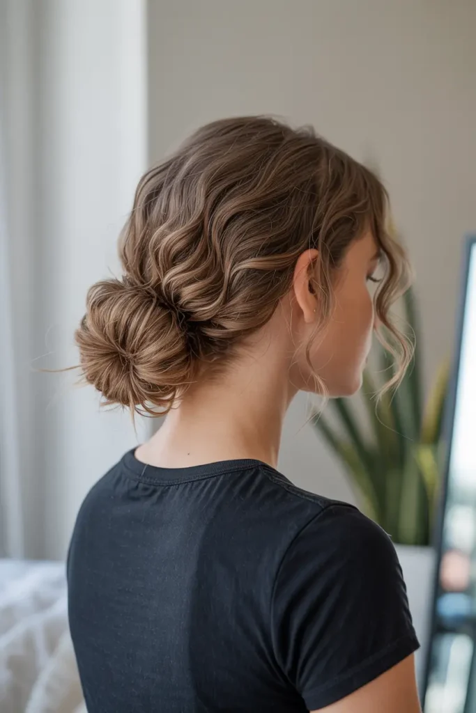 30 Easy & Stylish Hairstyles for Frizzy Hair That Actually Work 51 26. Low Side Bun