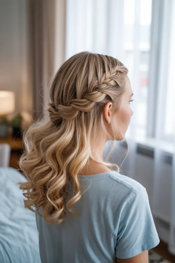 30 Easy & Stylish Hairstyles for Frizzy Hair That Actually Work 55 28. Waterfall Braid