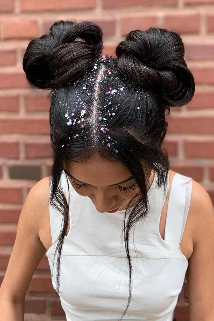 Glittery Space Buns