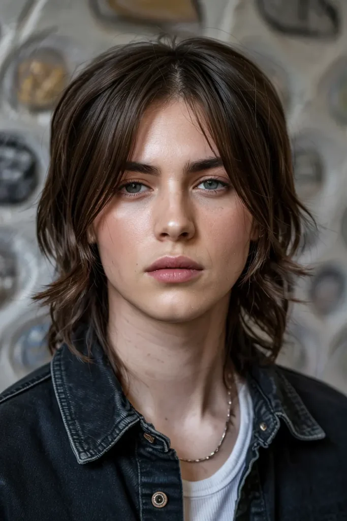 3. Curtain Bangs Wolf Mullet